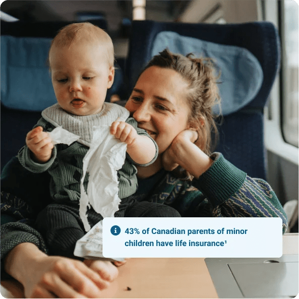 A mother and son protected by life insurance
43% of Canadian parents of minor children have life insurance