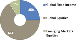 Target allocation pie chart for RBC Global Growth GIP fund